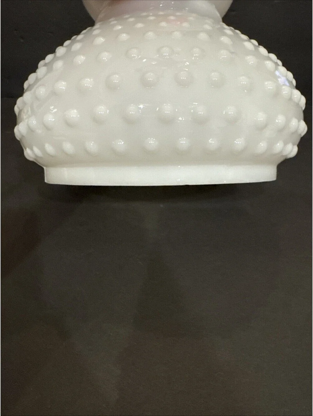 White Milk Glass Hobnail Student Lamp Shade Ruffled Edge 6 7/8” Fitter Hurricane